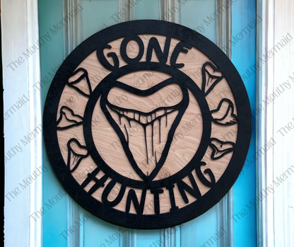 Gone Hunting Shark Tooth Door Hanger