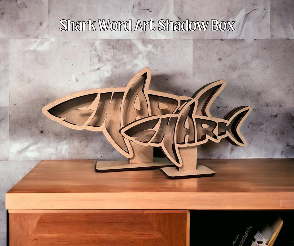Shark Word Art Shadow Box
