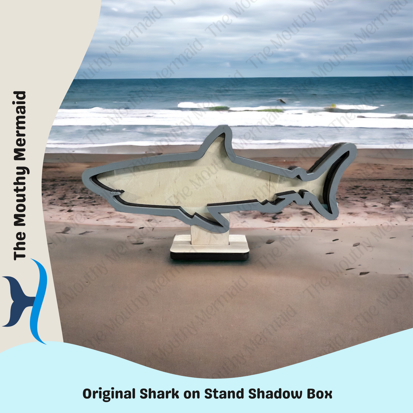Original Shark (ON STAND) Shadow Box Display