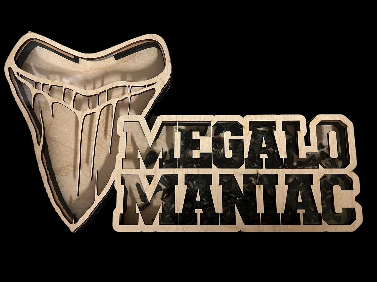 Megalo Maniac Megalodon Shadow Box Display