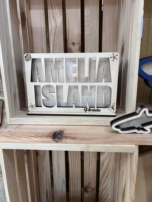Amelia Island Text Shadow Box