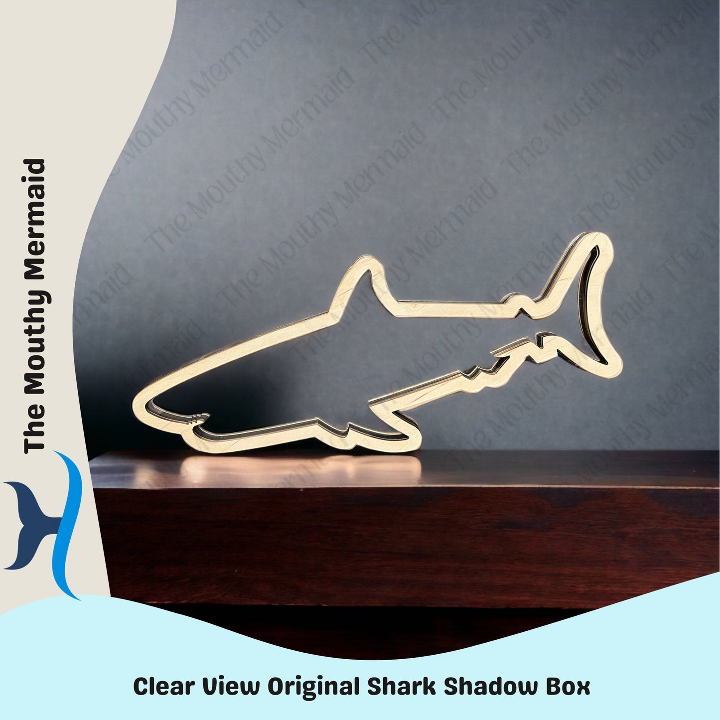 Clear View Original Shark Shadow Box