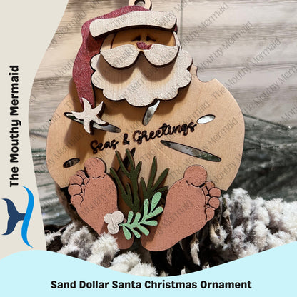 Sand Dollar Santa PERSONALIZED Christmas Ornament