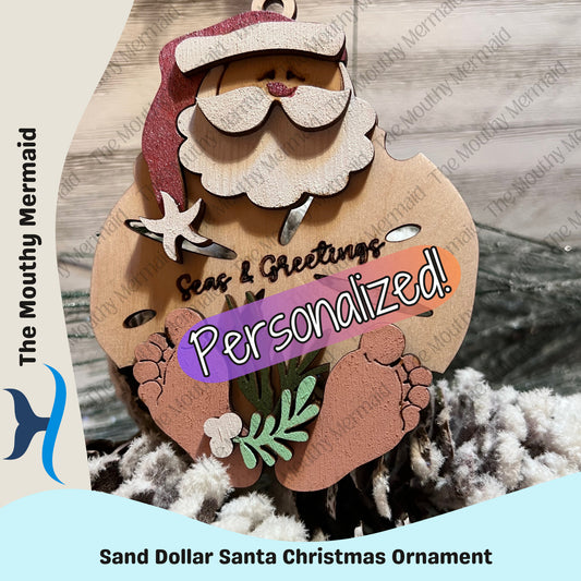 Sand Dollar Santa PERSONALIZED Christmas Ornament