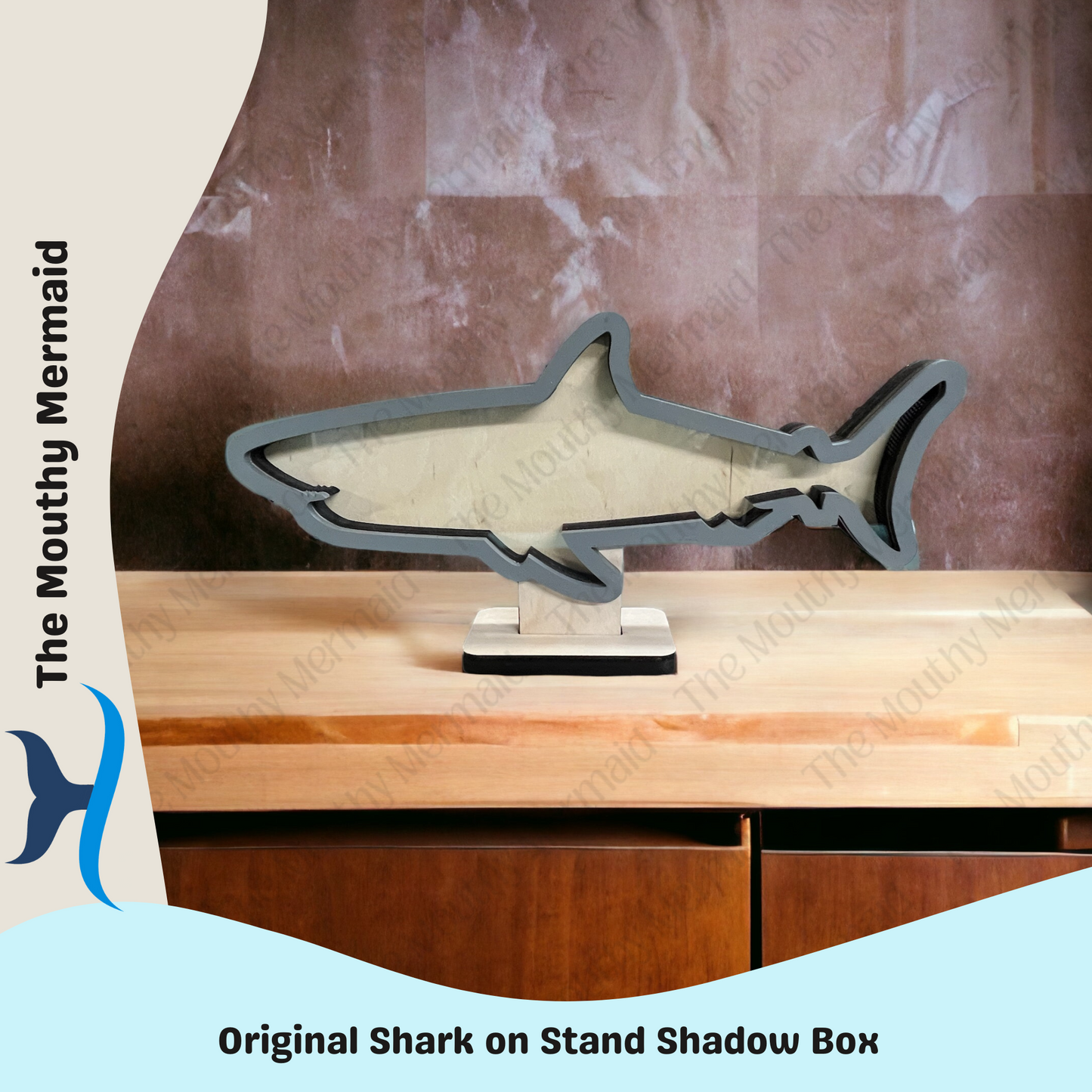 Original Shark (ON STAND) Shadow Box Display